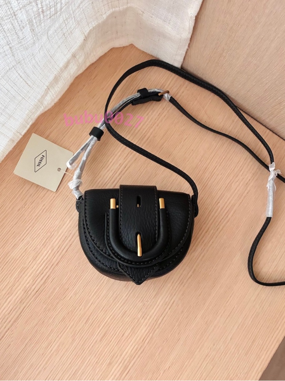 NWT✨Fossil Harwell Leather Micro Flap Crossbody Bag Black Mini Buckle ZB1849001